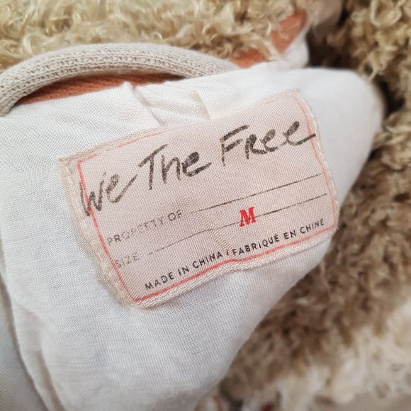 Free People Cozy Knit Mix Moto Jacket Medium UK 12 Ivory Neutral Boho BN - Picture 9 of 12